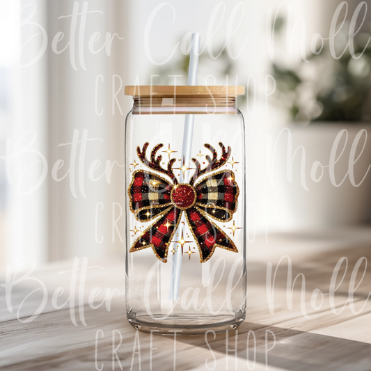 D141 - Reindeer Bow UV DTF Decal