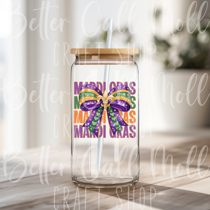 D087 - Mardi Gras Bow UV DTF Decal