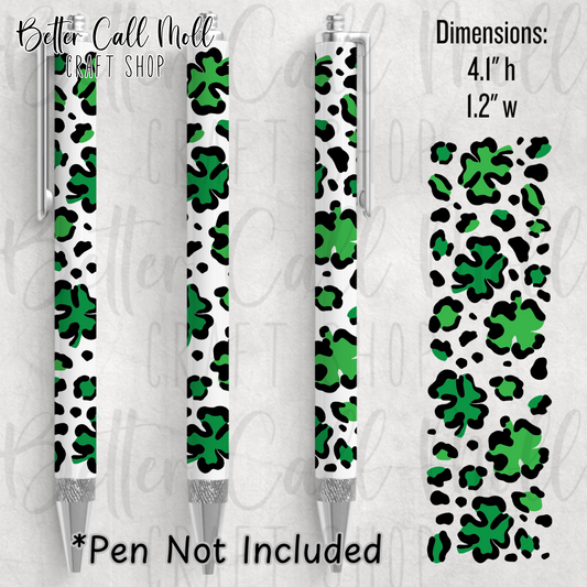 Leopard Spot Shamrock UV DTF Pen Wrap