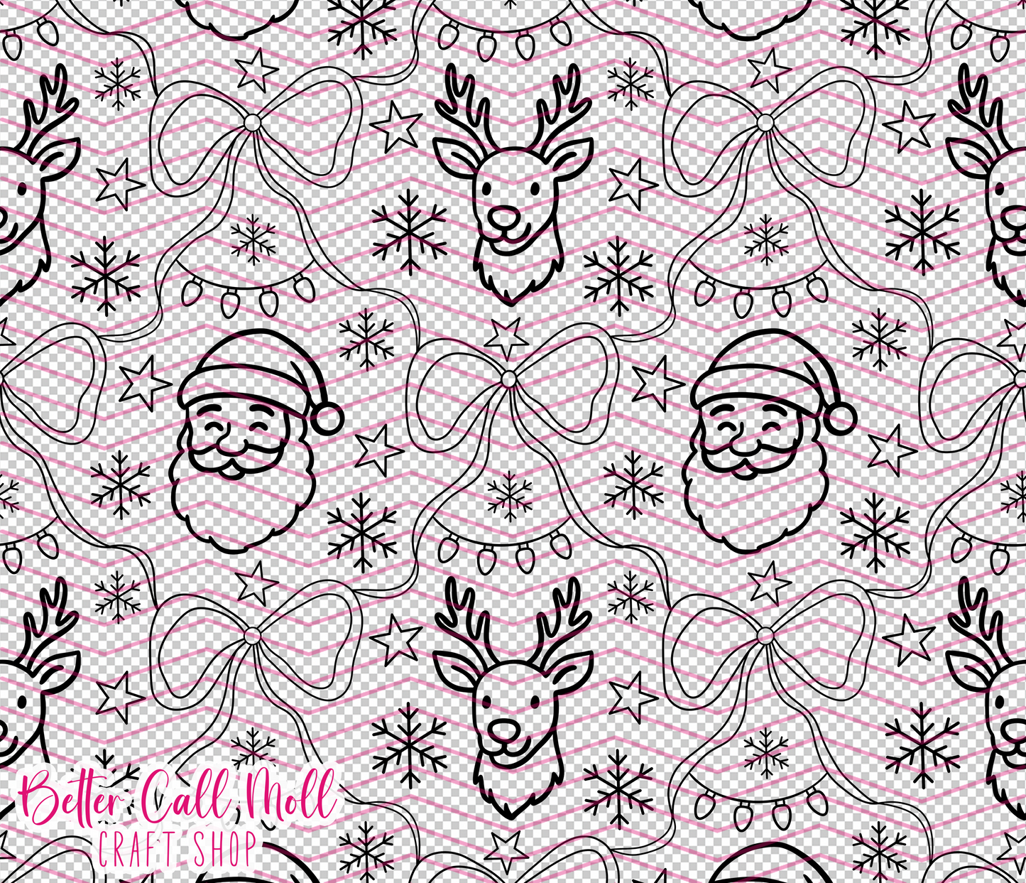 Santa and Reindeer Digital Tumbler Template