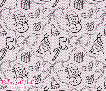 Snowman and Christmas Trees Digital Tumbler Template