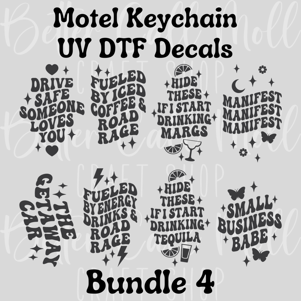 W069 - Motel Keychain UV DTF Decal Bundle 4