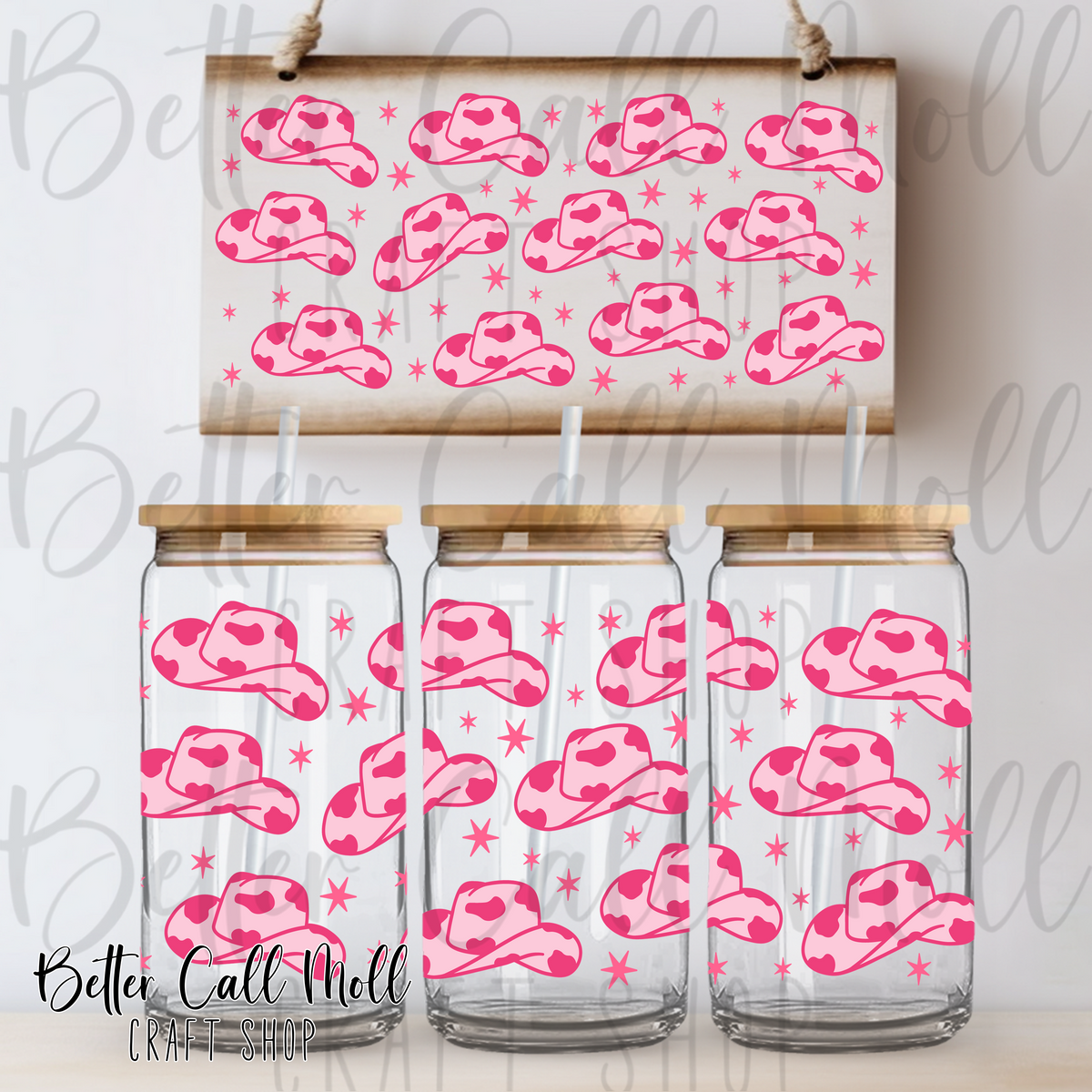 Pink Cowgirl Hats UV DTF 16oz Tumbler Wrap