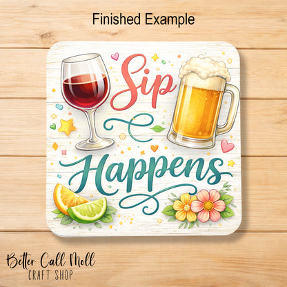 Set of 2 Square MDF Coaster Sublimation Blanks