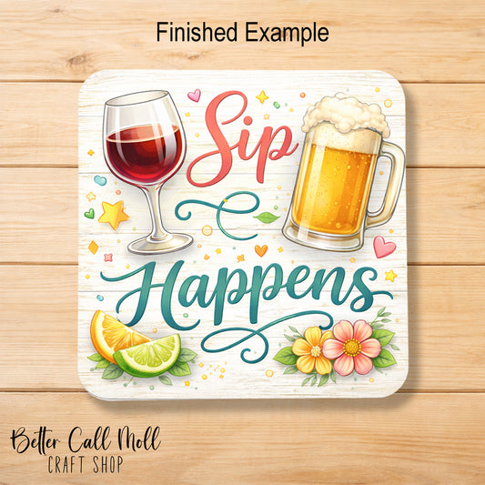 Set of 2 Square MDF Coaster Sublimation Blanks