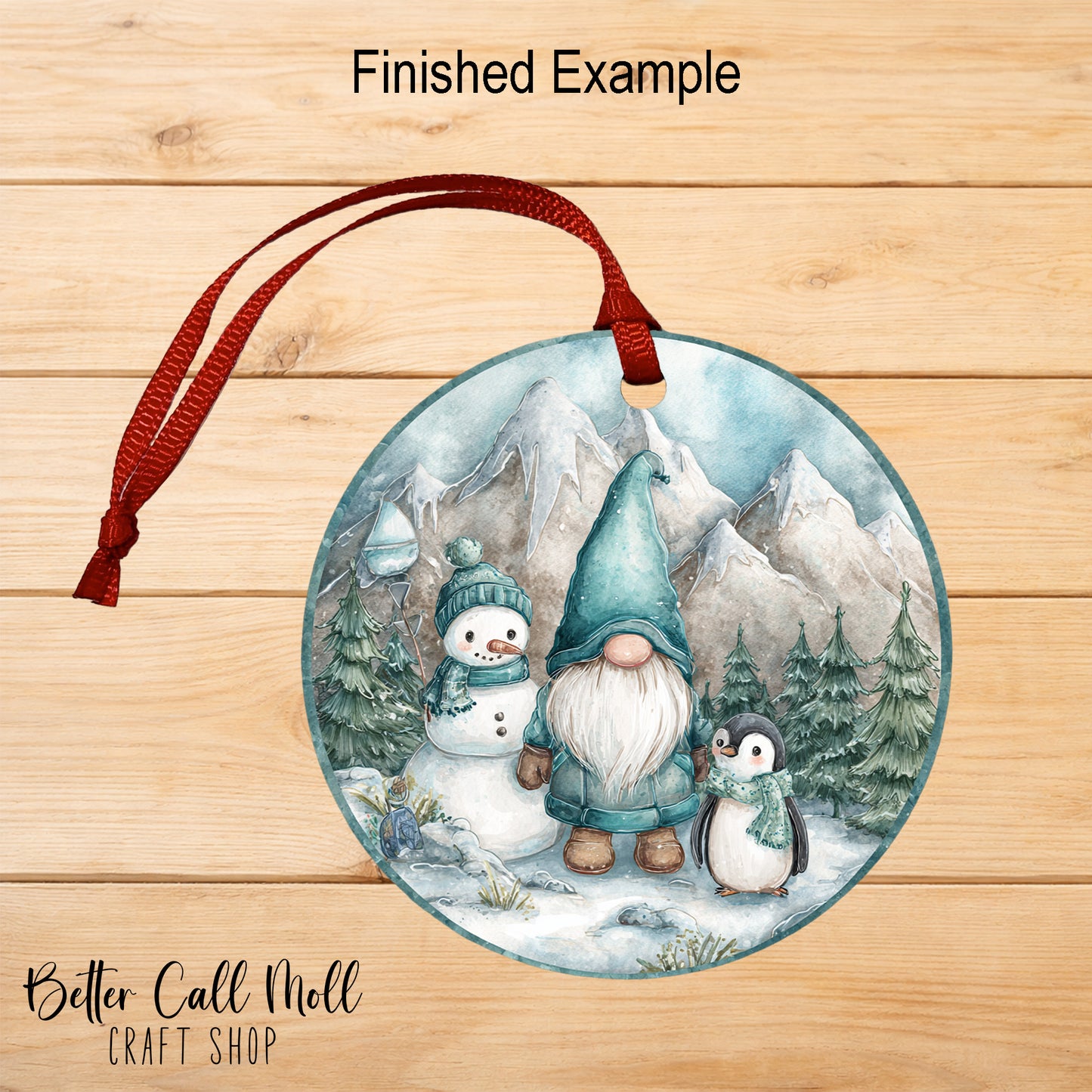 Round Christmas Ornament Sublimation Blank with Ribbon