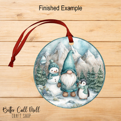 Round Christmas Ornament Sublimation Blank with Ribbon