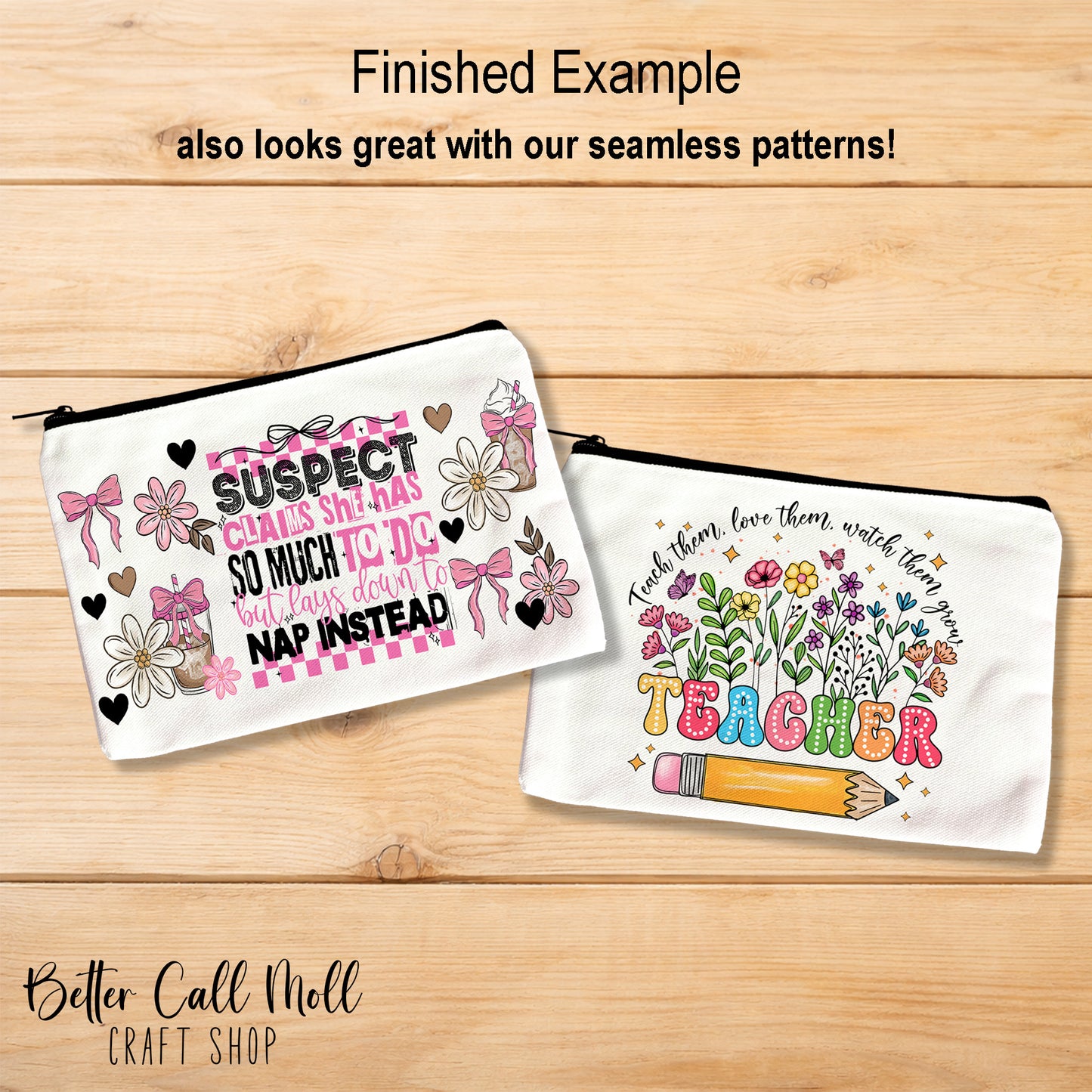 Sublimation Cosmetic Bag Blank with Black Zipper