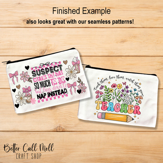 Sublimation Cosmetic Bag Blank with Black Zipper