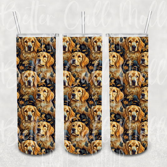 20oz Golden Retriever Seamless  Digital Tumbler Wrap