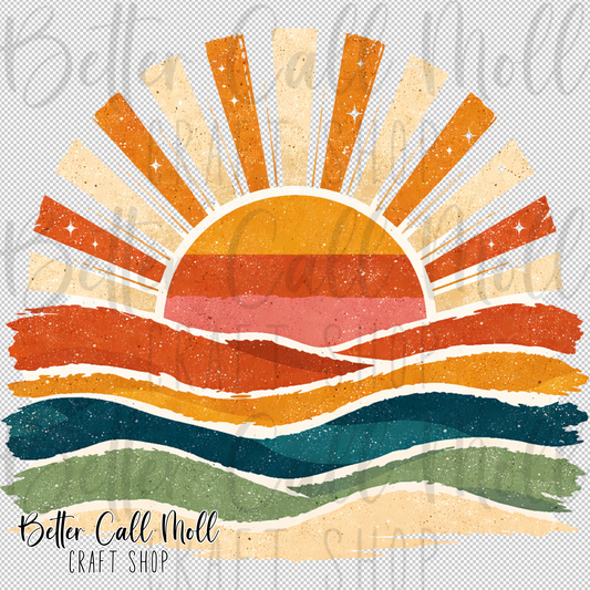 Retro Ocean Sun UV DTF Decal