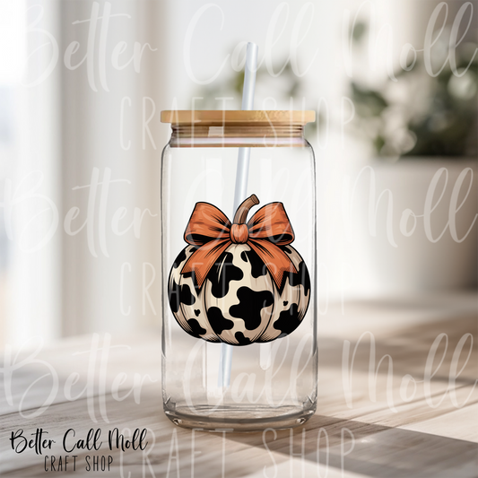 Cow Print Pumpkin UV DTF Decal