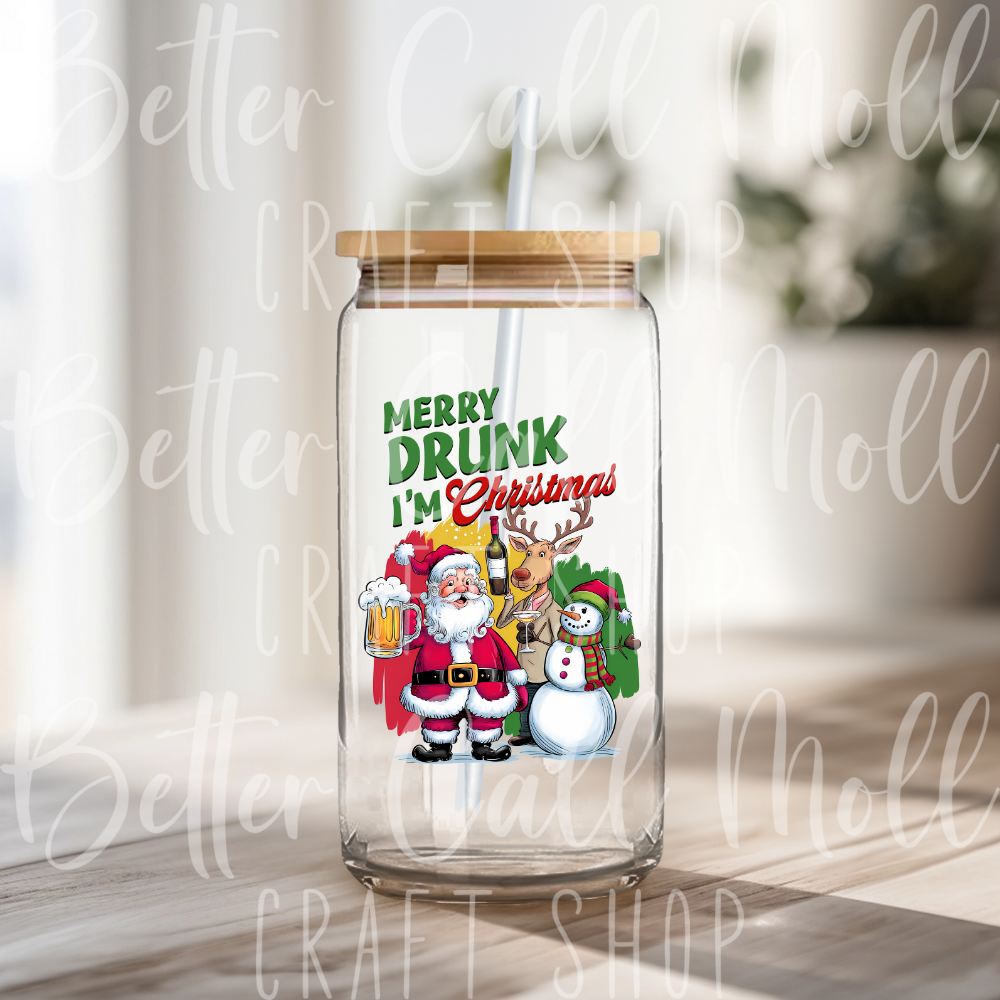 D154 - Merry Drunk I'm Christmas UV DTF Decal