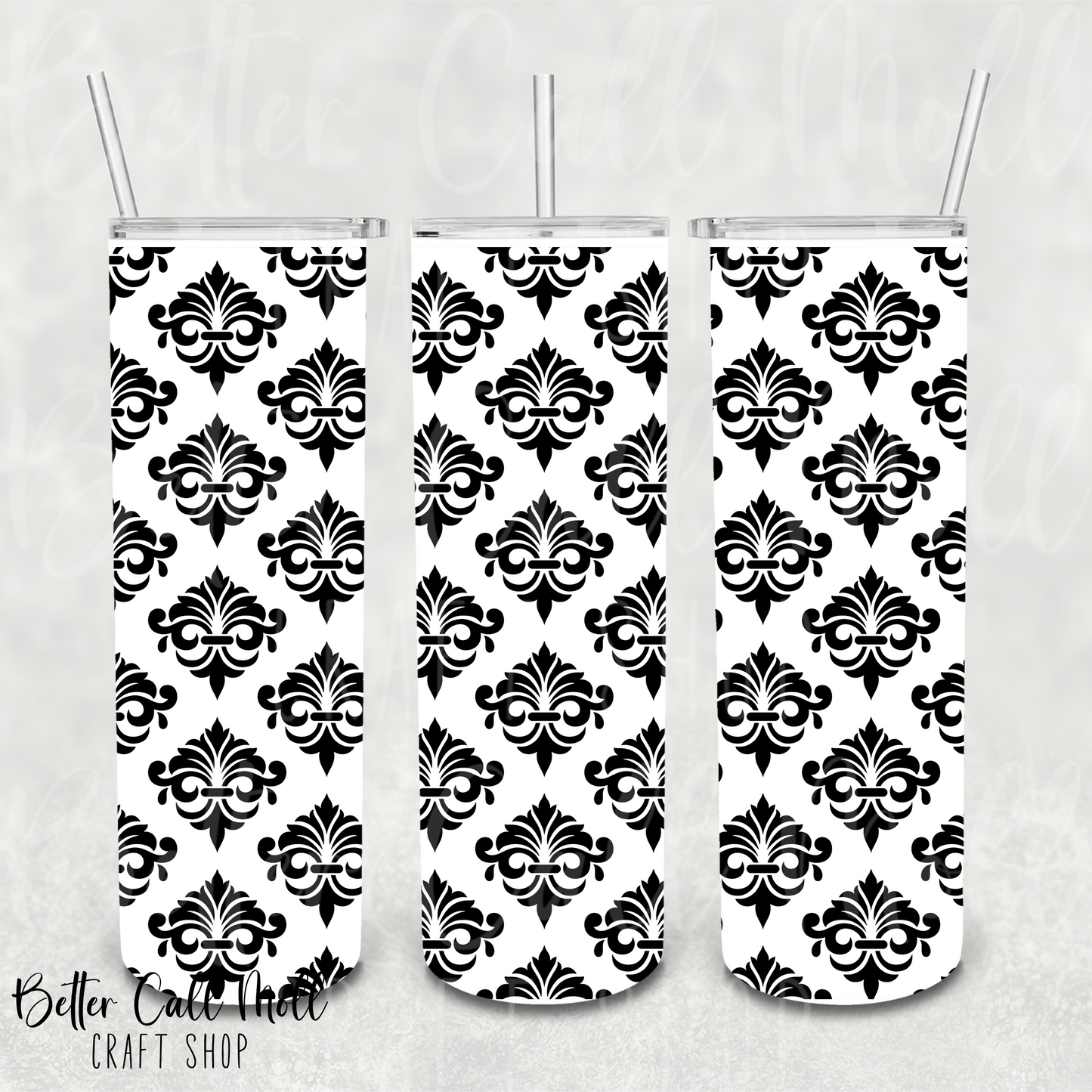 Damask 2 UV DTF 20oz Skinny Tumbler Wrap