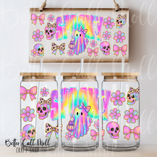 W180 - Colorful Spooky UV DTF 16oz Tumbler Wrap
