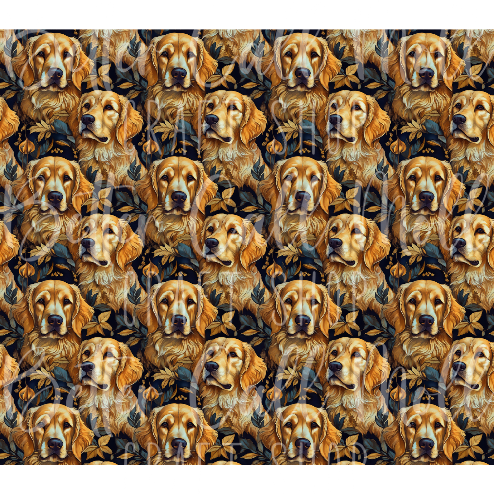 20oz Golden Retriever Seamless  Digital Tumbler Wrap