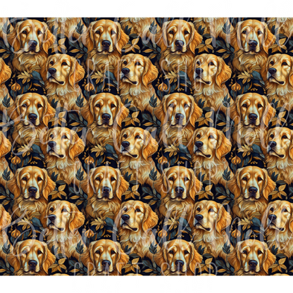 20oz Golden Retriever Seamless  Digital Tumbler Wrap