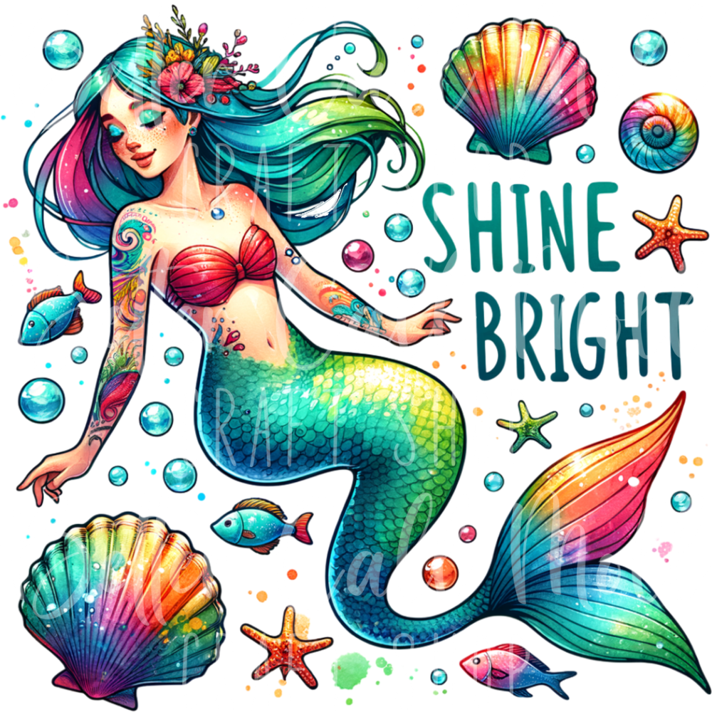 D093 - Shine Bright Mermaid UV DTF Decal