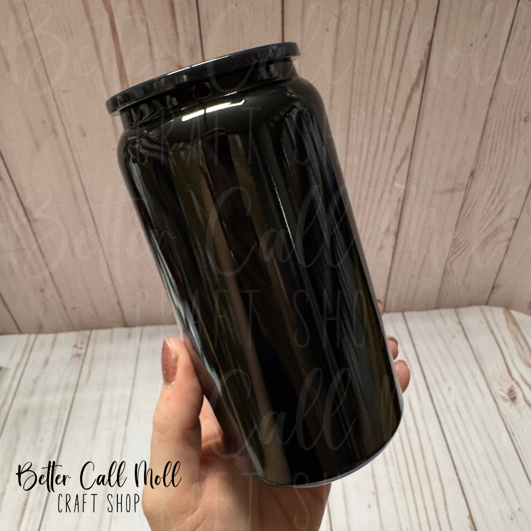 16oz Black Glossy Stainless Steel Tumbler