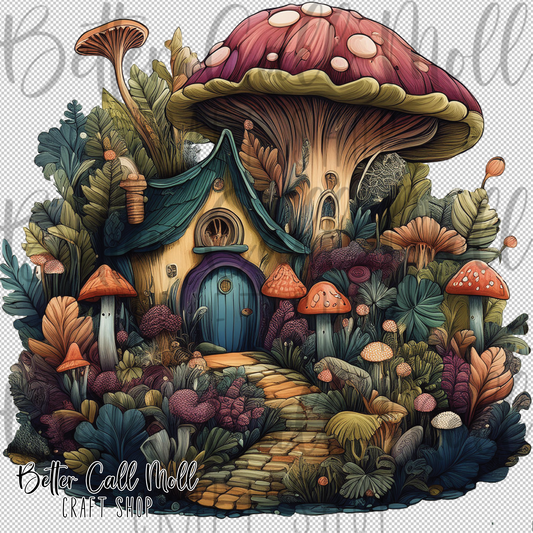 Mushroom Cottage UV DTF Decal