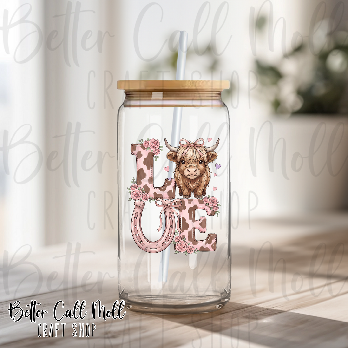 Highland Cow Love UV DTF Decal