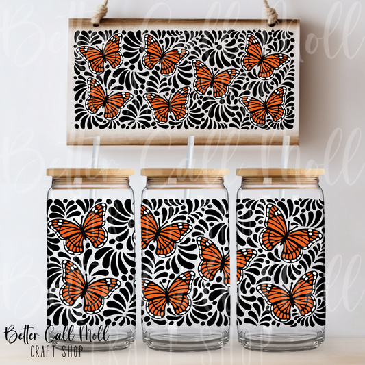 Monarch Butterflies UV DTF 16oz Tumbler Wrap