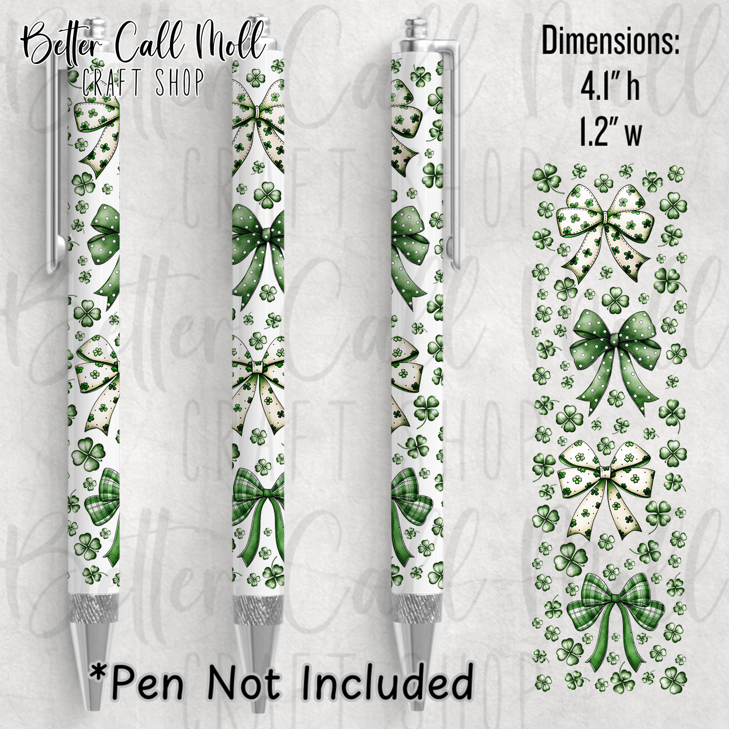 Shamrock Bows UV DTF Pen Wrap