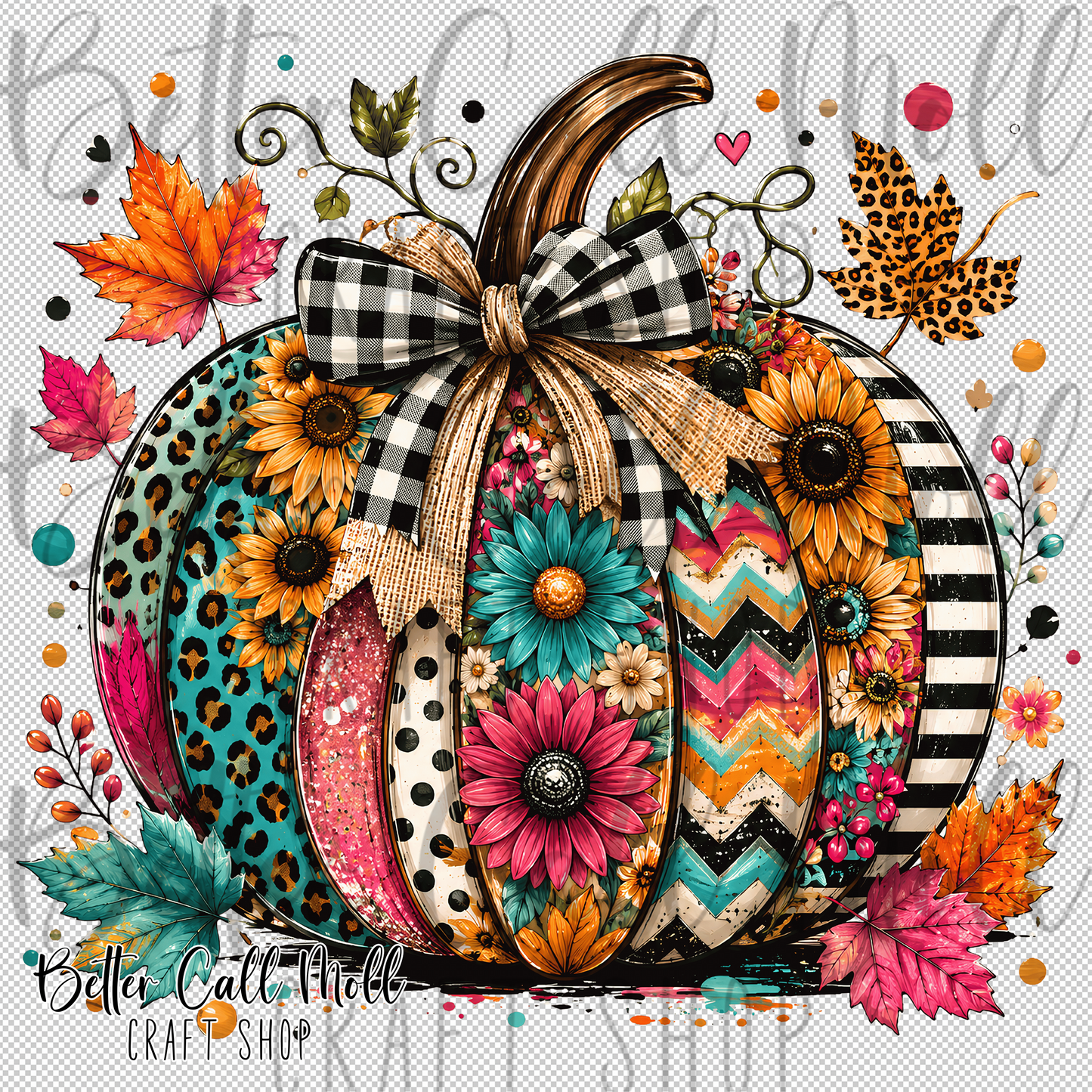 Patchwork Pumpkin UV DTF Decal