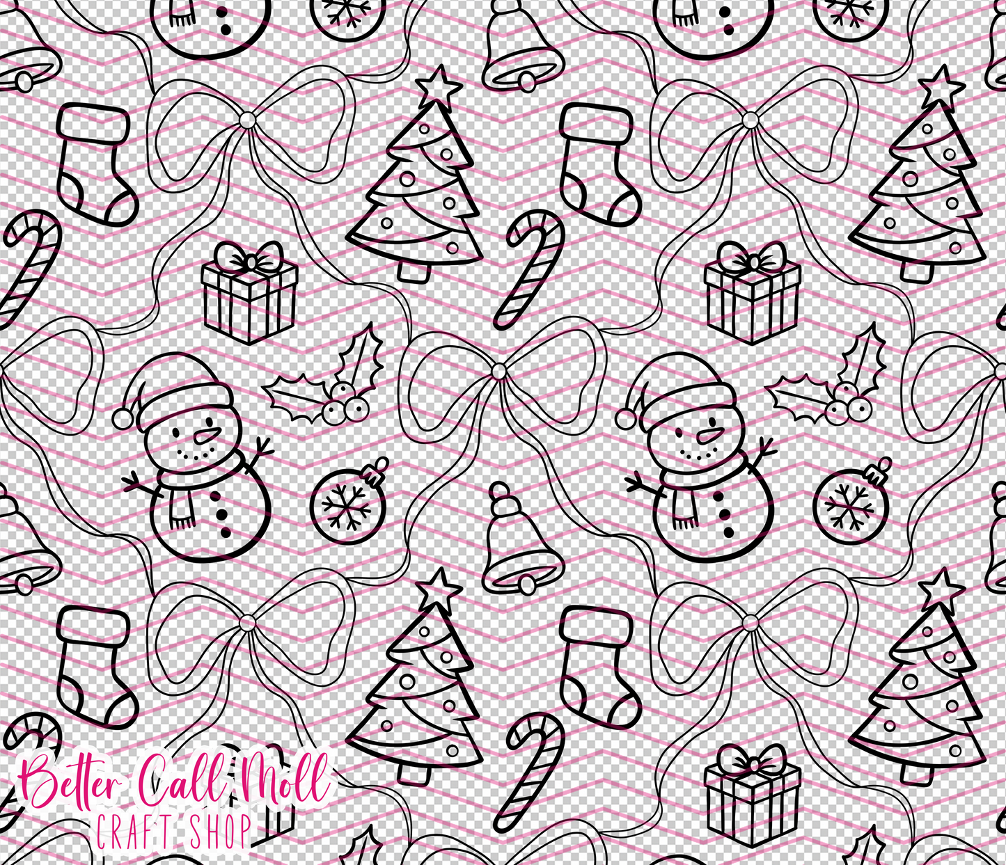 Snowman and Christmas Trees Digital Tumbler Template