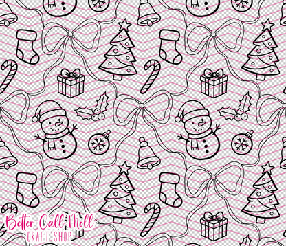 Snowman and Christmas Trees Digital Tumbler Template