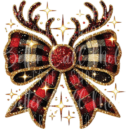 D141 - Reindeer Bow UV DTF Decal