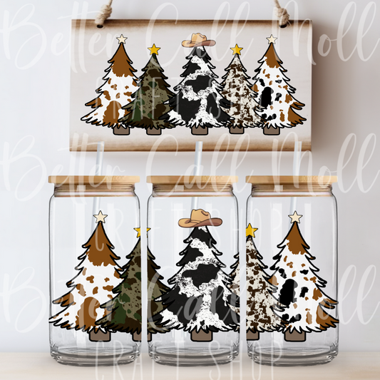 *CLEARANCE* W112 - Western Christmas Trees UV DTF 16oz Tumbler Wrap