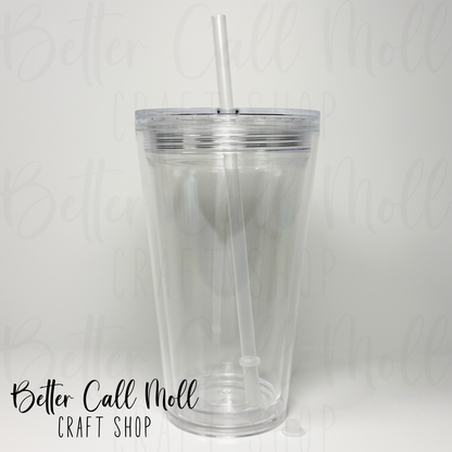 16oz Tapered Acrylic Snow Globe Tumbler