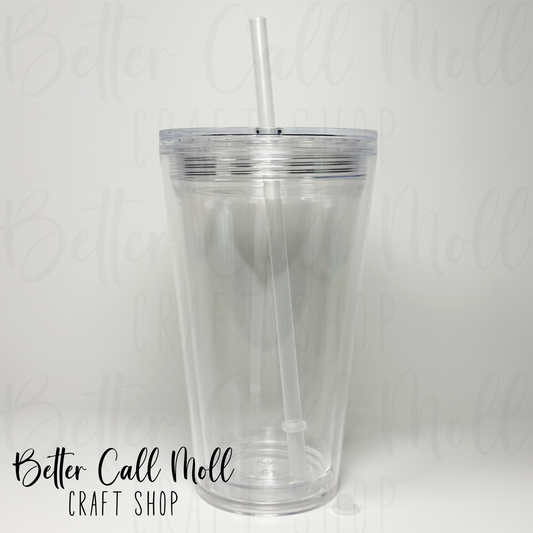 16oz Tapered Acrylic Snow Globe Tumbler