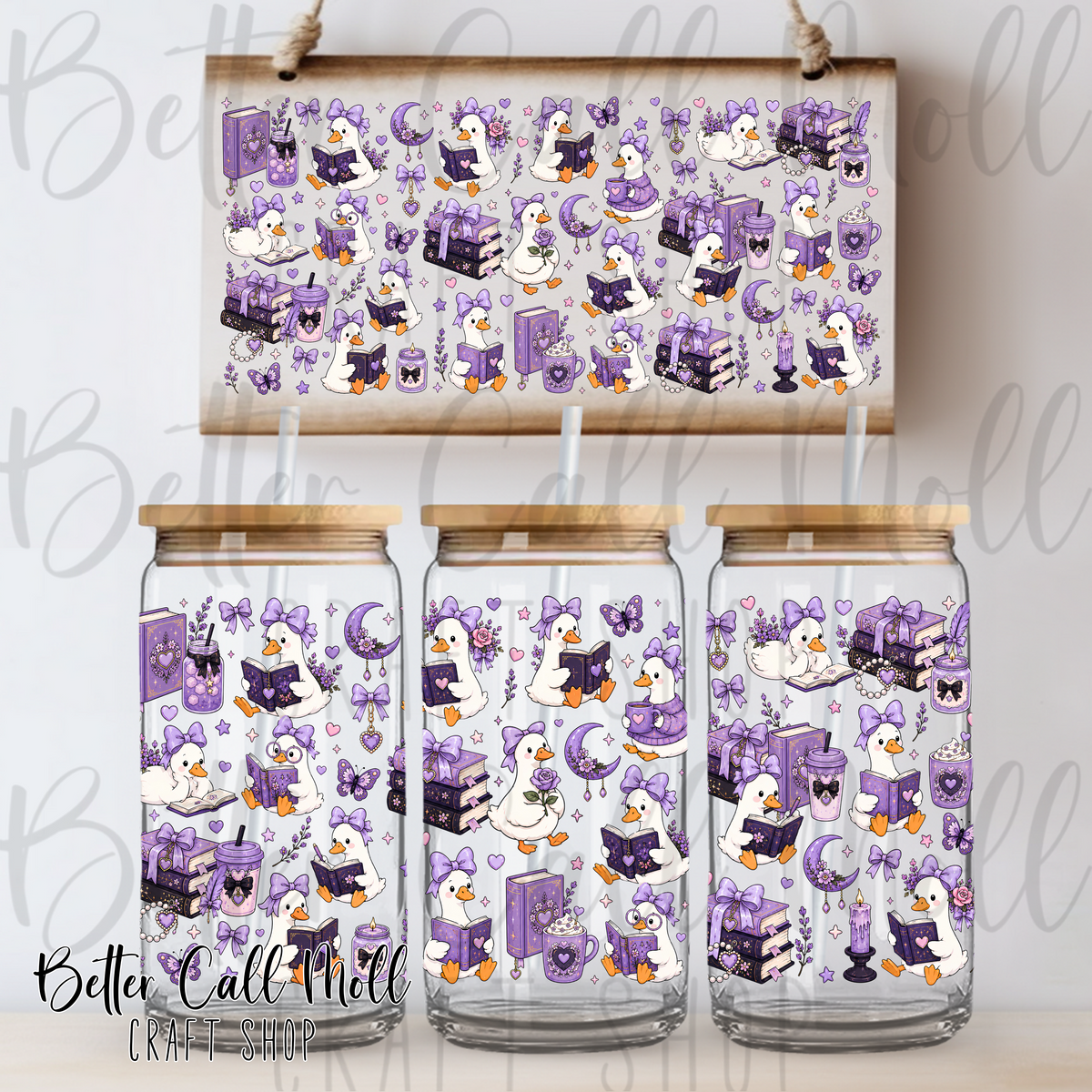 Romance Reader Geese UV DTF 16oz Tumbler Wrap
