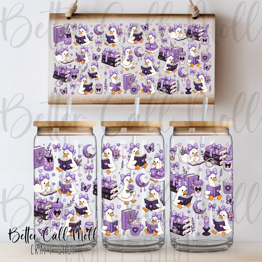Romance Reader Geese UV DTF 16oz Tumbler Wrap