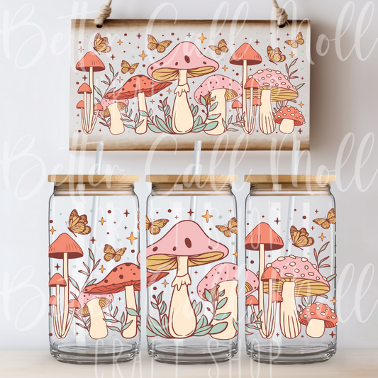 W039 - Retro Mushrooms UV DTF 16oz Tumbler Wrap