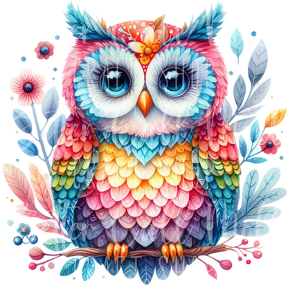 Rainbow Owl UV DTF Decal