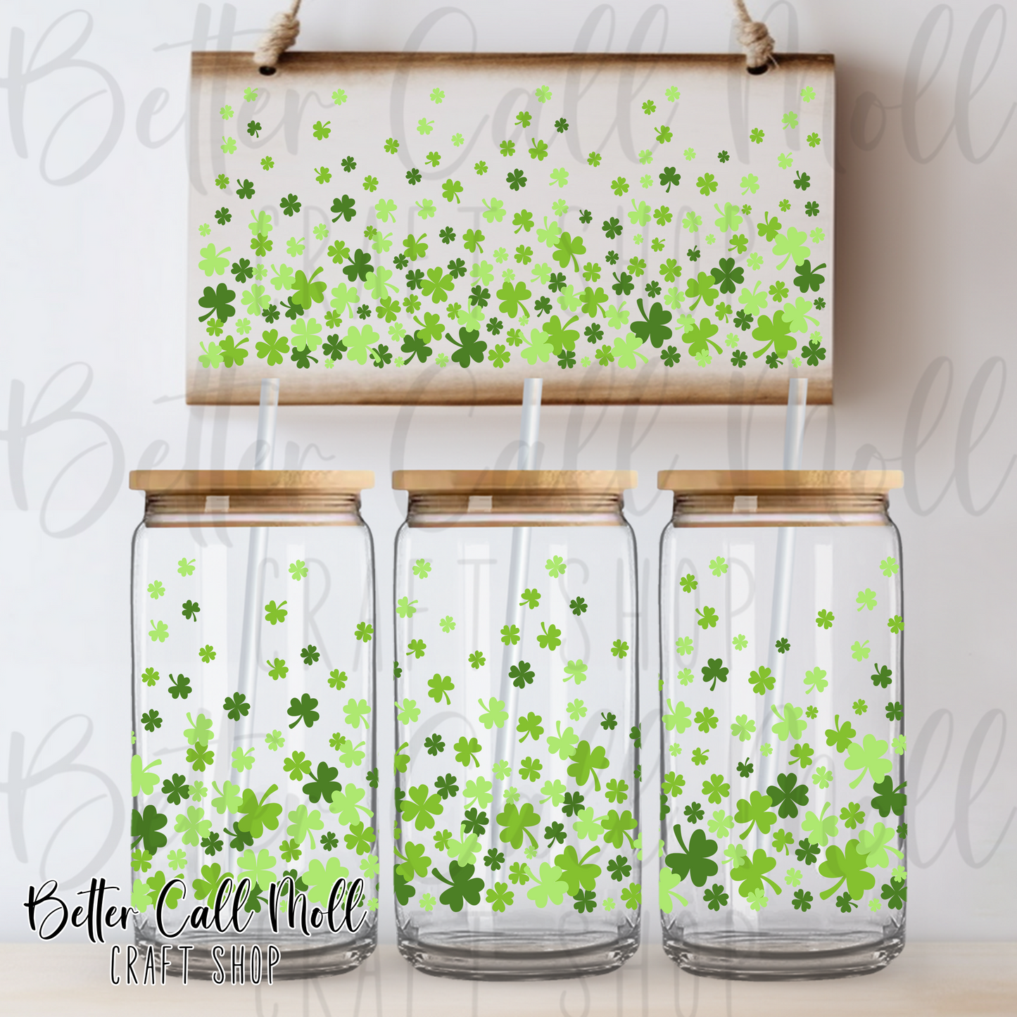 Shamrock Ombre UV DTF 16oz Tumbler Wrap