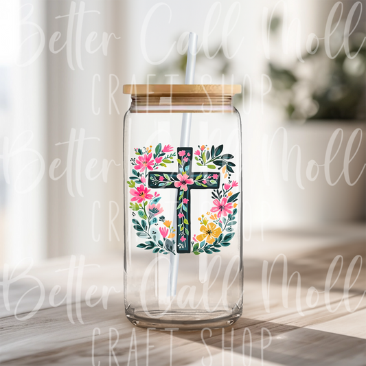 D134 - Floral Cross UV DTF Decal