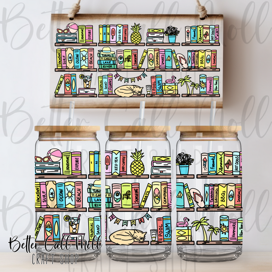 Summer Bookshelves UV DTF 16oz Tumbler Wrap