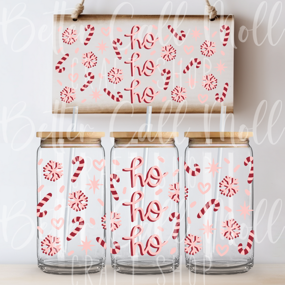 *CLEARANCE* W111 - Ho Ho Ho  UV DTF 16oz Tumbler Wrap