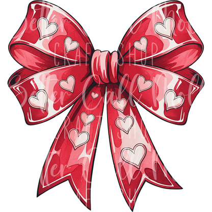 D151 - Red Hearts Bow UV DTF Decal