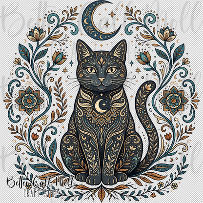 Celestial Mystic Cat UV DTF Decal