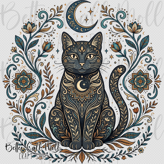 Celestial Mystic Cat UV DTF Decal