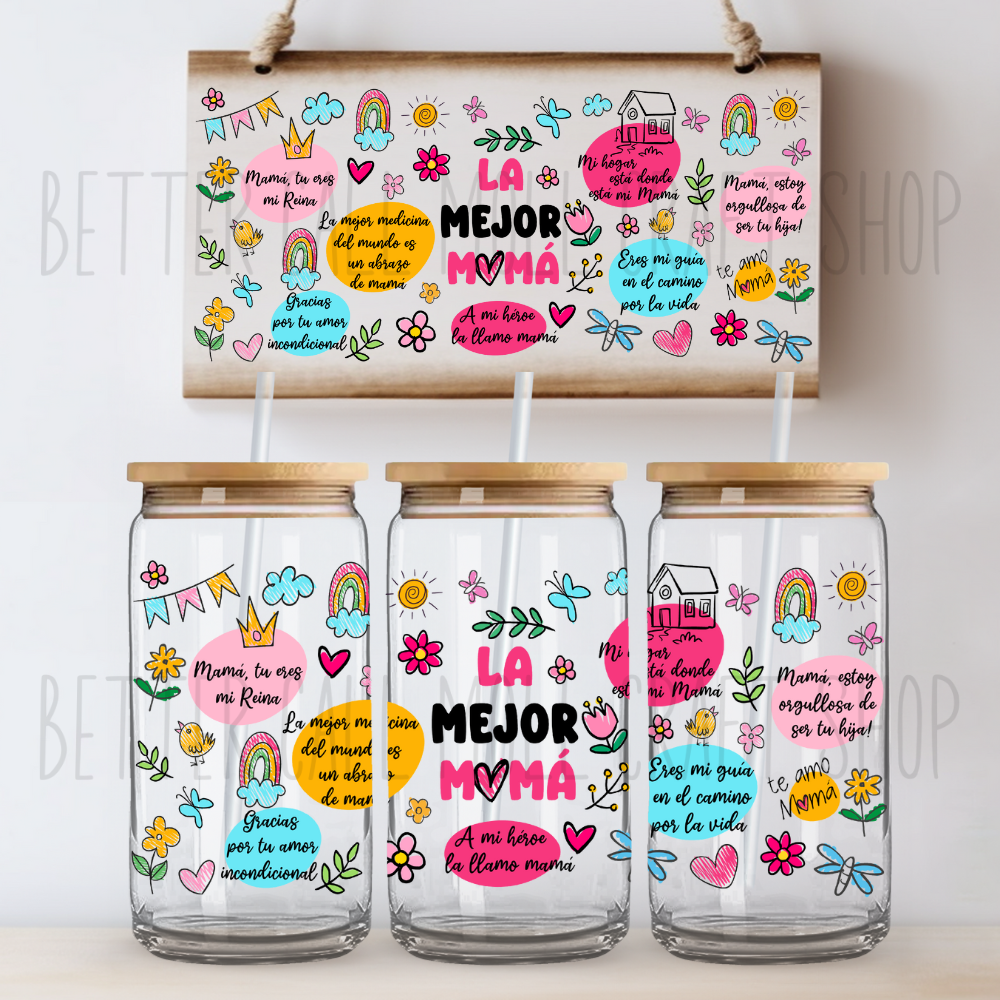 W071 - La Mejor Mama UV DTF 16oz Tumbler Wrap