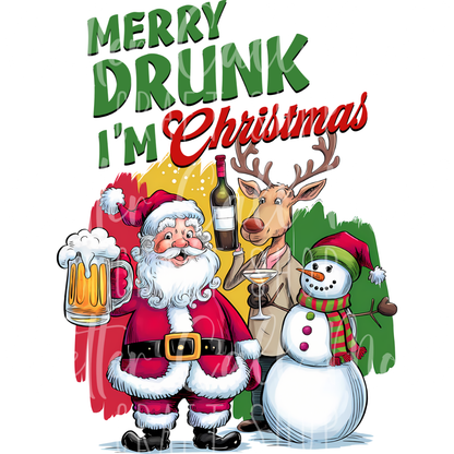 D154 - Merry Drunk I'm Christmas UV DTF Decal