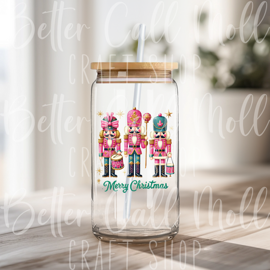 D143 - Pink Nutcrackers Merry Christmas UV DTF Decal