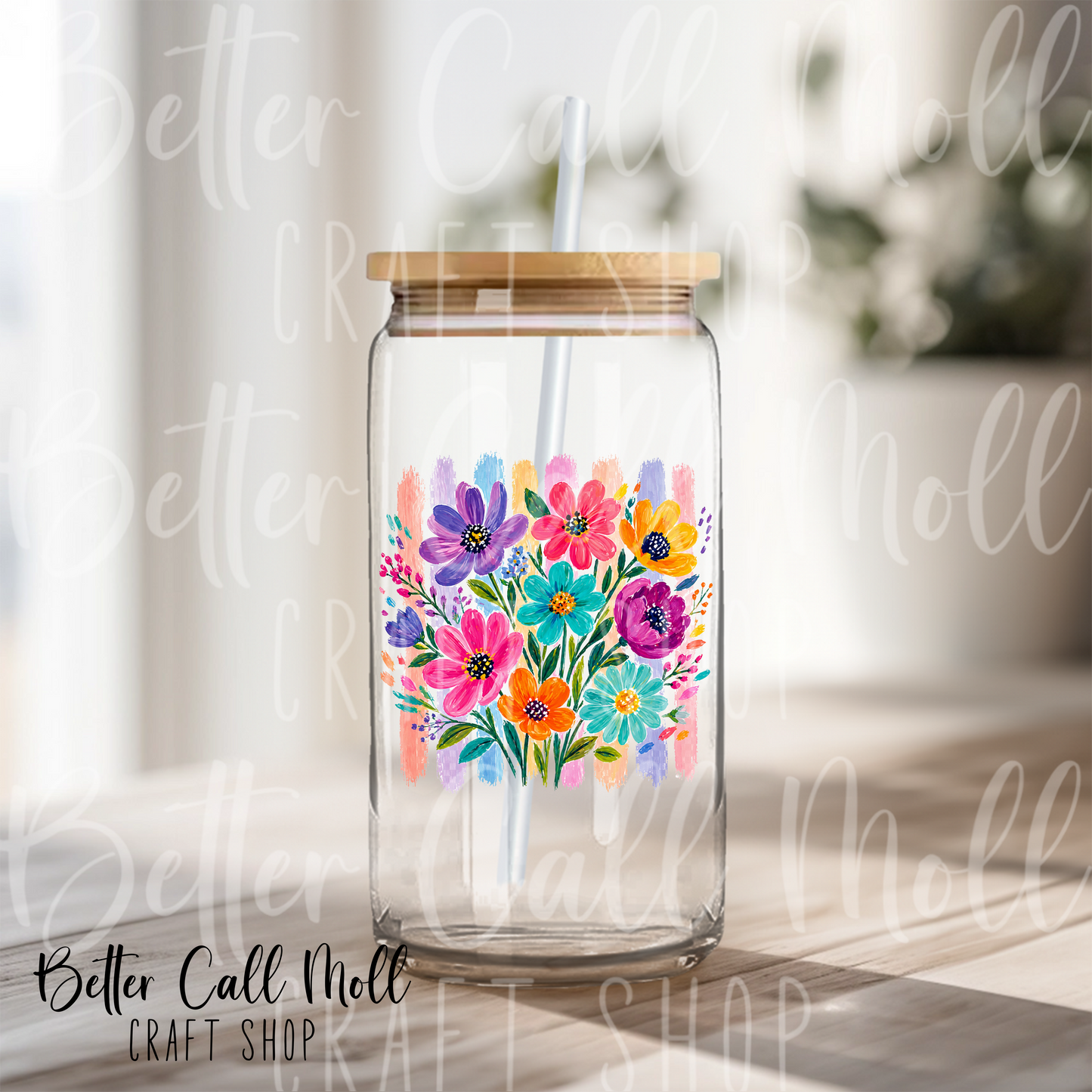 Striped Boho Florals UV DTF Decal