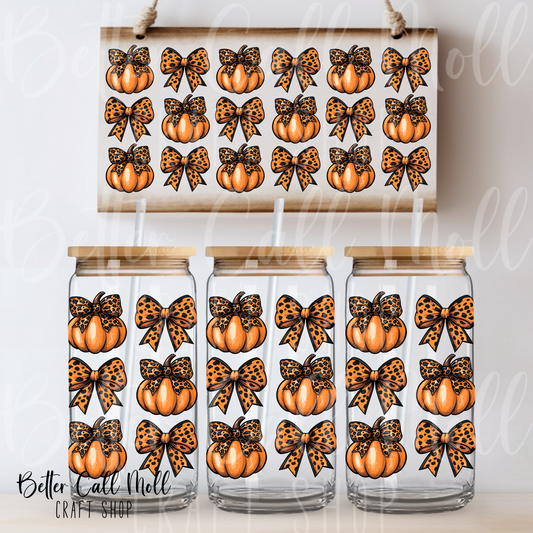 W181 - Pumpkins and Bows UV DTF 16oz Tumbler Wrap